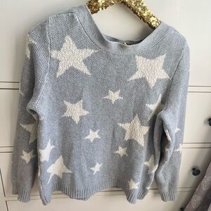 Marled Gray Star Patterned Sweater